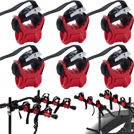 ASENDIWAY 6Pcs/Set Bike Rack Hitch Mount Bicycle Car Bike Rack Strap Replacement Cradles Cargo Carrier Spare Hooks with Rubber Straps 1-1/4"&2" Bike Rack PartsTruck Hitch Red&Black Tie-Down Straps