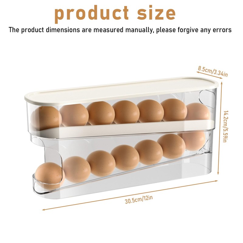Egg Holder for Refrigerator, PRITOK 2 Layers Automatic Egg Container