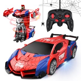 Herefun Transformer Remote Controlled Car Toy for Boys Girls from 8 Years, Remote Controlled Car Robot, RC Car Spider with Charging Cable, 2 in 1 Transformer Car Toy for Children Gifts