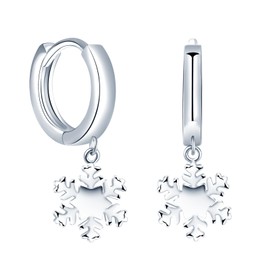 MOOFUN Snowflake Earrings Silver 925 Earrings Women's Earrings Hoop Earrings Hanging Earring Earrings for Mum Best Friend Teenager Girls Grandma Sister Women Gift Birthday Gift, Sterling silver