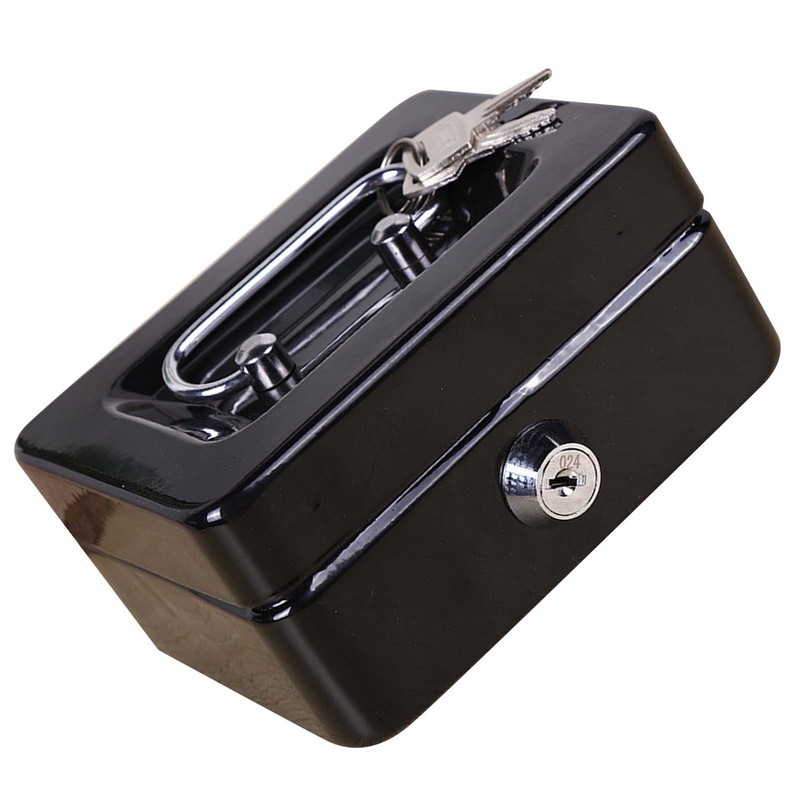 Cash Box with Money Tray Metal Storage Safe Lock Box