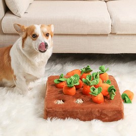 Dog Carrot Garden Toy with Non-Slip Bottom, Cute Dog Carrot Patch Durable Dog Carrot Snuffle Toy, Interactive Dog Toys, Creative Soft Dog Toy, Aggressive Chewers for Pets Eliminating Boredom Stress