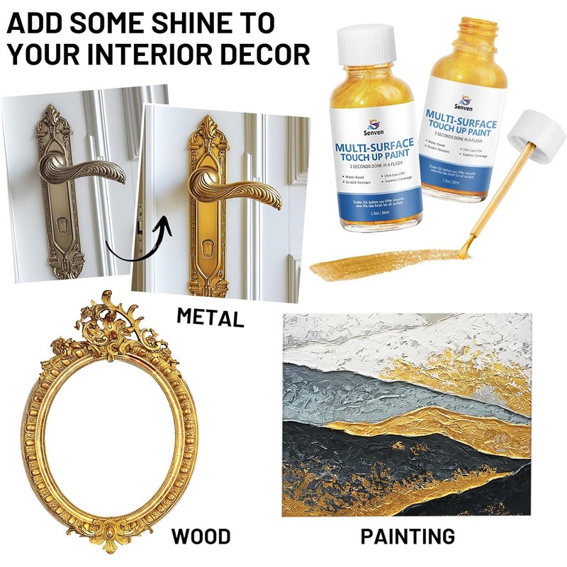 SENVEN Liquid Gold Leaf Paint High Gloss Multi Surface Rich