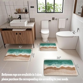 HRILO Microfiber Bathroom Rugs, Absorbent Soft Shaggy Carpet Floor Mats for Shower Tub Sink Toilet, Non-Slip Plush Carpet Floor Mats for Living Room Bedroom Kitchen 36 X 24 Inches,Green