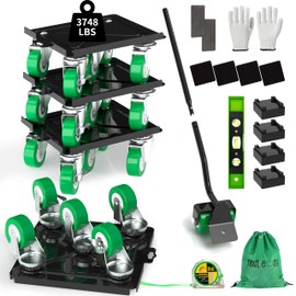 NEST EASY Upgraded Heavy Duty Furniture Dolly 360° Rotating 5 Wheels, Alloy Steel Furniture Movers Up to 3748 lbs/1700 Kg Load Capacity with Measure Tape and Leveler (6.9x6.5 in)