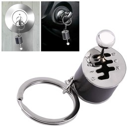 Car Shifter Keyring, Creative Auto Gear Shifter Model Keychain Multicolor Car Shift Shaped Metal Alloy Key Rings (4.05 x 1.61 x 0.8inch)(Black)