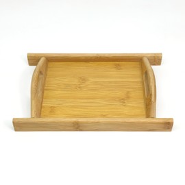 Bam & Boo Natural Bamboo Serving Tray with Handles and Stylized Accents for Kitchen, Bathroom, Décor (7.5" x 6.5")