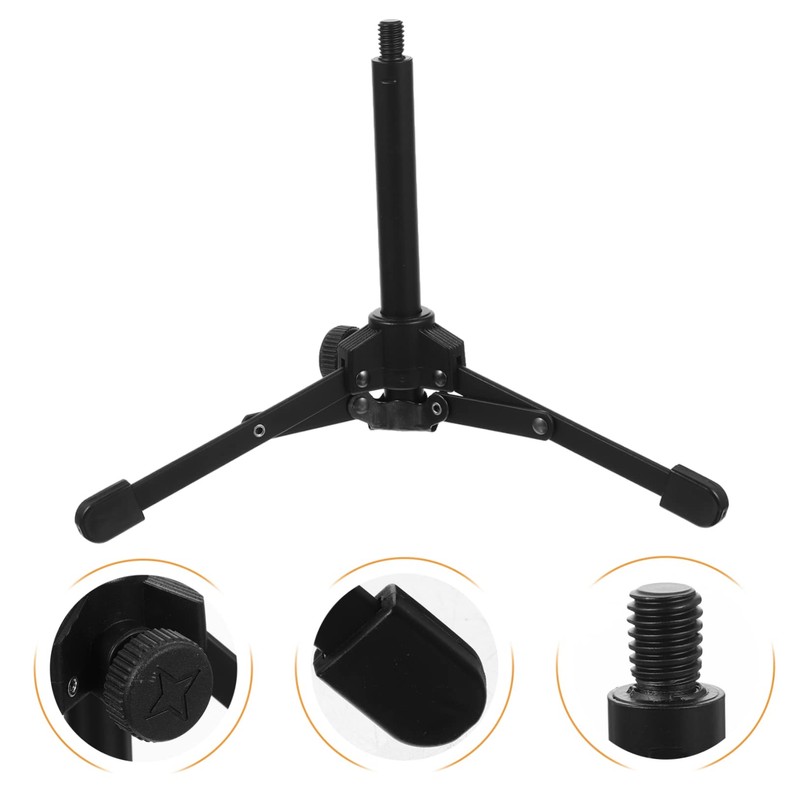 Abaodam Adjustable Desktop Microphone Stand Portable Metal Tripod Mic Holder
