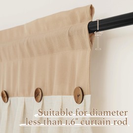 NICETOWN Valance Curtain Linen Textured Valance for Kitchen Living Room Window Valance Light Filtering Farmhouse Country Boho Valance Rod Pocket 2 Panels, 52 x 18 Inch Length, Angora