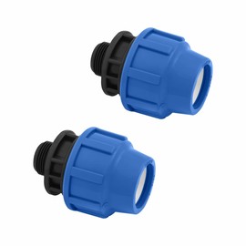 SmartProduct PP Coupling MDPE 20 mm x 1/2 Inch with Male Thread AG - Screw Connection for PE Pipe PN16 DVGW Drinking Water Certified - 20 mm Clamp Connector Adapter for PE80 PE100 Pipes - Pack of 2