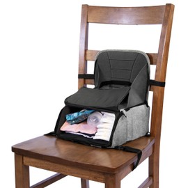 Contours - Explore 2-in-1 Portable Convertible Travel Booster Seat & Backpack Diaper Bag - Grey