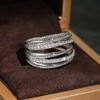 QUSIIOSLK 925 Sterling Silver Multi-Row Twist Criss Cross Ring Entwined