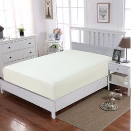 Sapphire Collection 300 Thread Count 100% Egyptian Cotton Fitted Sheets (Single, Cream)