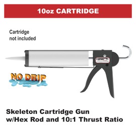 Albion Engineering H10D Viper Line Manual Skeleton Cartridge Caulking Gun with Hex Rod, No Drip, 1/10 Gallon, 10:1 Drive