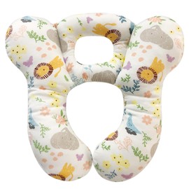Baby Travel Pillow, Infant Kid's Cushion Soft and Skin Friendly for Car Seat, Pushchair and Stroller (White Animal Flower)