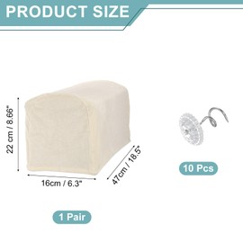 sourcing map Couch Arm Cover, Stretch Sofa Armrest Cover with Twist Nails Scratch-Resistant Furniture Protector for Sofas Chairs, Beige