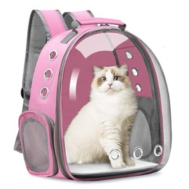 Animal Carrier Backpacks,Transparent Space Capsule Bubble Pet Backpack Bag for Small Dogs Cats Airline Approved Travel Carrier (Pink Backpack)