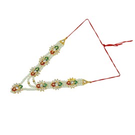 Set of 2 Mala Moti Beads Mala Set for Laxmi Ganesh Devi Maa Radha Krishna Puja Goddess Haar Sringar Set Deities Jewellery for Traditional Festival God Idol Statue(Size:-3")(Multicolor)