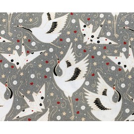 Christmas Fabric - Beautiful Origami Paper Bird & Stars on Grey Background 100% Cotton 59" Wide (76438MSA)