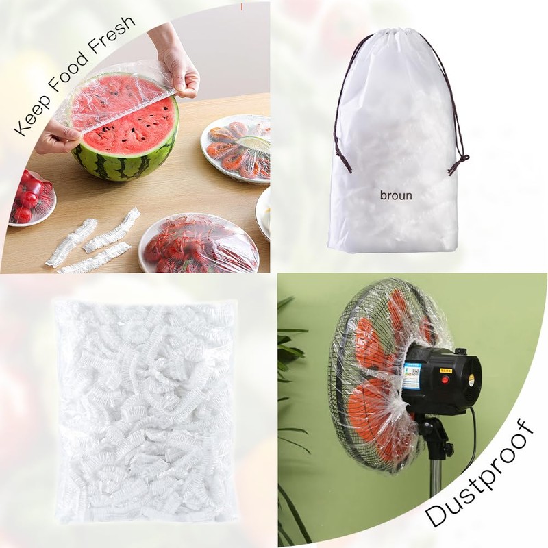 Transparent Dust Cover with Elastic, Food Covers Fresh Keeping Bags,