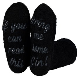Polar 'If You Can Read This' Socks - 'Bring Me Some Gin' - Gift Packaging - Present For Wife - Womens Cute Funny Quote Cotton Socks - Indoor Thick Warm Thermal For Her Cosy Fluffy Novelty Socks