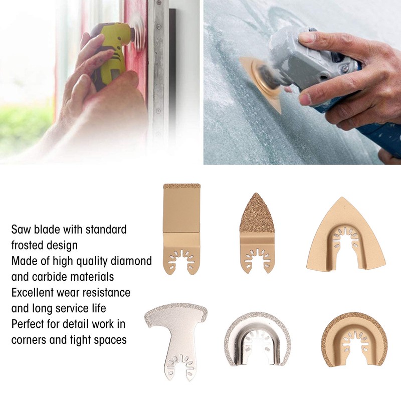 6PCS Oscillating Saw Blade Set Diamond Cemented Carbide Wear Resistance