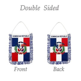 FLAGPARK Dominican Flag 4 X 6 Fringe Dominican Republic Flags Car Window Hanging Flag Double Sided Flag Banner