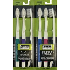 Dr. Collins Perio Toothbrush 3 Pack, (Colors Vary) (Qty. 6, Pack of 2)