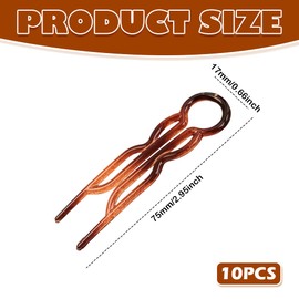 10 Pcs Magic Grip Hair Pins ，Elegant U-Shaped French Hair Forks for Bun Styling ，Lightweight French Hair Forks， for Women and Girls(Brown)