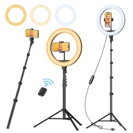 TODI TODI 12" Ring Light with 63" extendable Tripod Stand, Selfie Ring Light with Phone Holder and Wireless Remote, 2-in-1 Dimmable LED Ring Light and Selfie Stick for Makeup, Live Stream, Photography