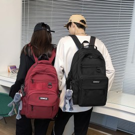 RAKEE Women's Rucksack, Large Capacity, Town Backpack, Bag, Business Backpack, Women's, Black, Outdoor, Boys, School, Boys, Commute, Travel, Lightweight, Waterproof, red