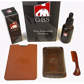GBS Premium Quality Static Free Sandalwood Dual Comb for Shaping And Styling, Unscented Beard Oil, 7" Dressing Comb + Premium Leather Case Pack of 1