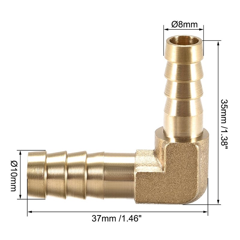 sourcing map Hose Adaptor 90 Degrees 10 mm to 8