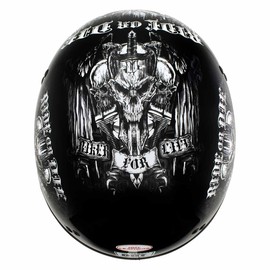 Milwaukee Leather Hot Leathers HLD1016 'Ride or Die' Gloss Black Motorcycle DOT Skull Cap Half Helmet for Men and Women Biker - X-Large