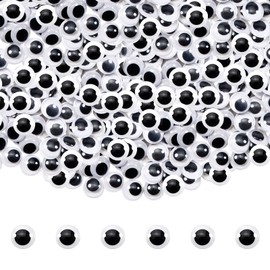 TOAOB 150pcs 6mm Plastic Wiggle Googly Eyes Self Adhesive Black Round Sticker Eyes DIY Arts Crafts Scrapbooking Accessories