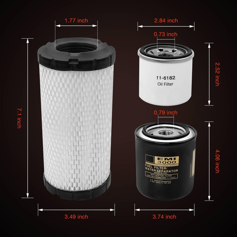 11-6182 11-9059 11-9342 Oil/Fuel/Air Filter Kit Compatible with Thermo King