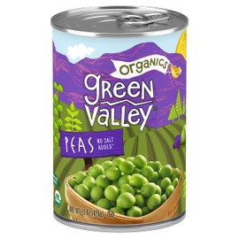 Green Valley Organics Peas | Certified Organic | Deliciously Succulent, Creamy Sweet | 15 oz can (Pack of 4)