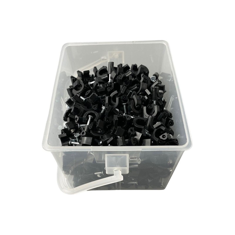 500 x 9mm Black K Type Round Cable Clips