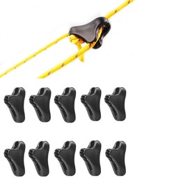 10 Pack Ultra Light Camping Fixed Buckle Guyline Tensioner Tent Guyline Rope Adjuster Suitable for Outdoor Camping Hiking Tent Waterproof Cloth Canopy Sunshade (Black)