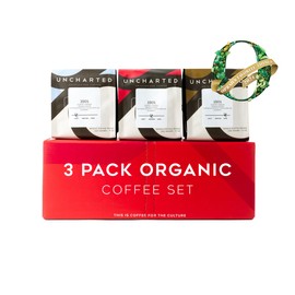 Single-Origin Organic Coffee Beans Gift Box, Light, Medium and Dark Roast Organic Whole Bean Coffee, 3 Pack Explorer, 9 oz each, 1904 Rwanda by Uncharted Coffee