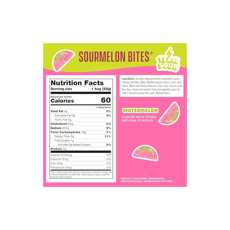 SmartSweets Sourmelon Bites – Gomitas Ácidas de Sandía Bajas en