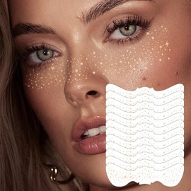 Cara Tatuaje Temporal, 12Piezas Glitter M-etallic Tatuajes De Pecas, Gold S-pot Pegatinas, Cara Glitter Speckles Parches Para Las Mujeres, Desechables A Prueba De Agua Y El Sudor Personalidad