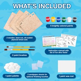 CoolToys Daring Dinos Paint n' Play 3D Model and Craft Kit - STEM Educational Wooden Dinosaurs Building and Painting Set for Kids Ages 6+, Fun and Creative Activity for Boys and Girls