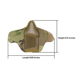 GES Tactical Foldable Half Face Mask Outdoor Equipment Mask Protective Mesh Riding Breathable Mask for Airsoft Paintball CS with Adjustable Belt Strap (CP)