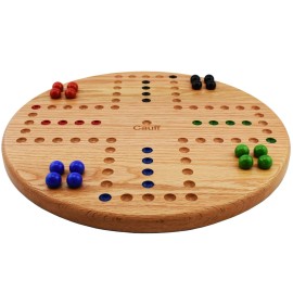 Cauff Marbles Board Game 17.5 inch Diameter 4 Player Hand Painted Holes