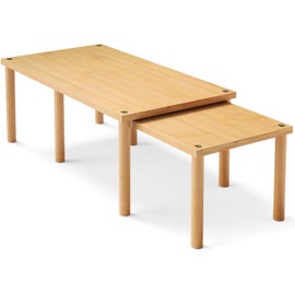 VERTORGAN Cabinet Organizer Shelf, Set of 2 Kitchen Counter Shelves, Bamboo Spice Rack, Stackable, Expandable, Spice Rack for Countertop and Cabinet,Kitchen Organizer and Storage Shelf(Large)