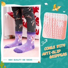 SEEYAN Baby Socks Toddler Grips Socks Kids Non Slip Cotton Crew Socks Infant Anti Skid Socks For Children Boys Girls (3-5 Years, Cartoon C)