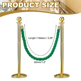 MECCANIXITY Twisted Stanchion Rope 3.28 Ft/1 M, Barrier Rope Twisted Post Ropes with Snap Hooks for Posts Stands Queue Divider Crowd Control, Green Golden