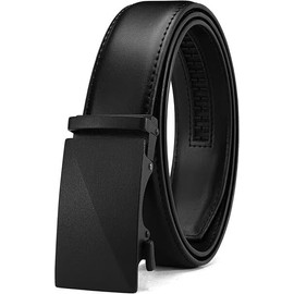 CHAOREN Men's Belt, Automatic Leather Belt, Men's Ratchet for Men, Business Suit, 35 mm Belt without Holes, Size Adjustable, Basic Nano - Black, Waist 80-90 cm (total length 105 cm)