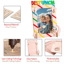 Letter Wood Frames for DIY Crafts, 12 Pack Unfinished Wooden Photo Frames, Bulk Blank Picture Frames Painting Craft Kit Wooden DIY Crafts with 12PCS Painting Color Pens